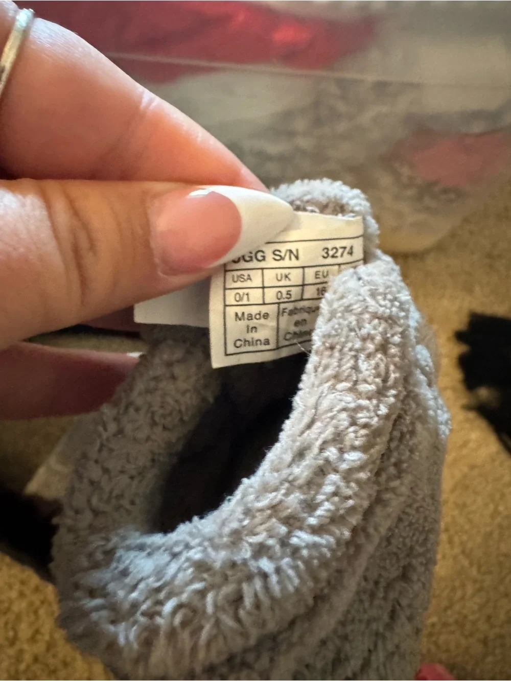 UGG Gray Plush Infant Booties with Logo Accent